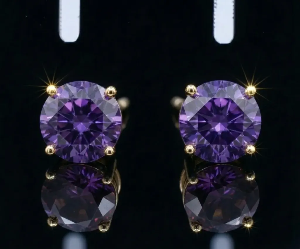 Regal Purple Gemstone Stud Earrings
