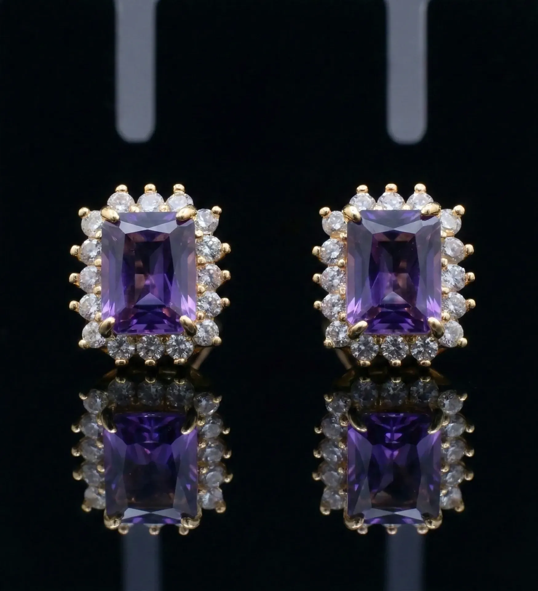 Royal Purple Halo Stud Earrings