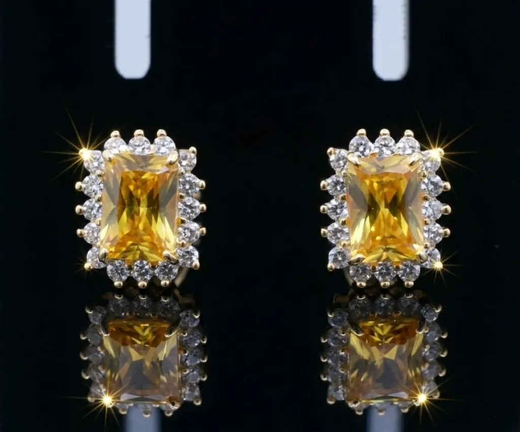 Radiant Yellow Halo Stud Earrings