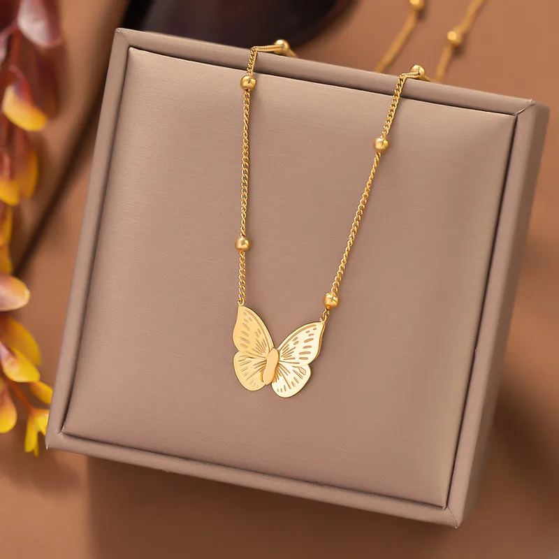Gemini said Golden Monarch Butterfly Statement Necklace