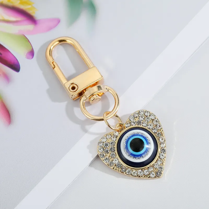 Evil Eye Heart Crystal Keychain & Bag Charm