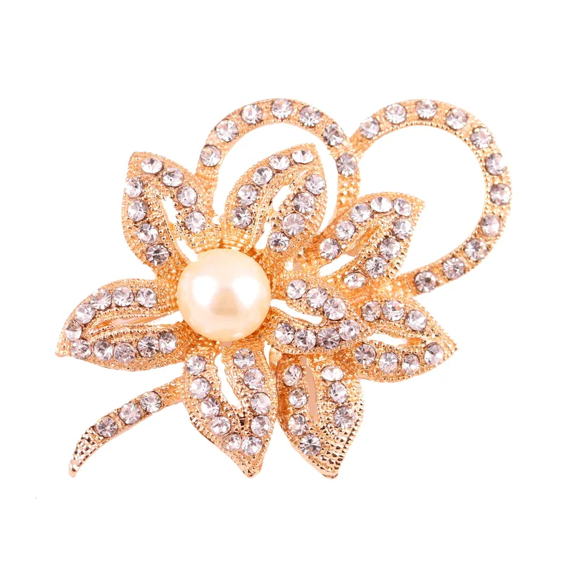 Sparkling Pearl & Rhinestone Floral Brooch